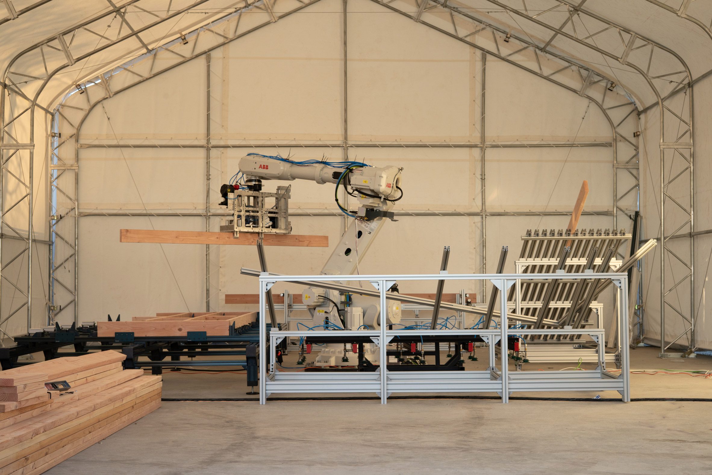 Modular construction by ABB and Cosmic Buildings tent
