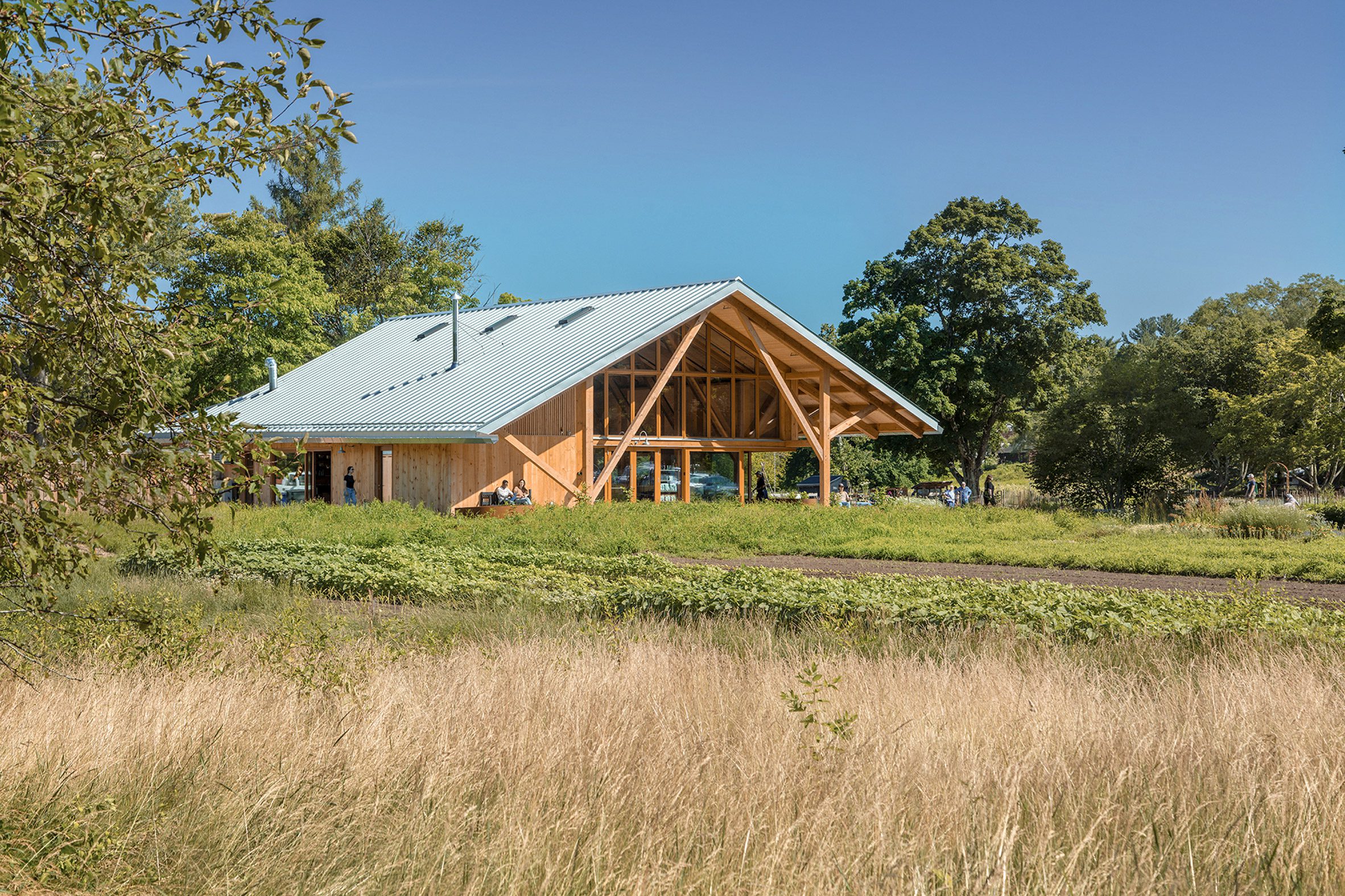 Timber farmstand with metal roof