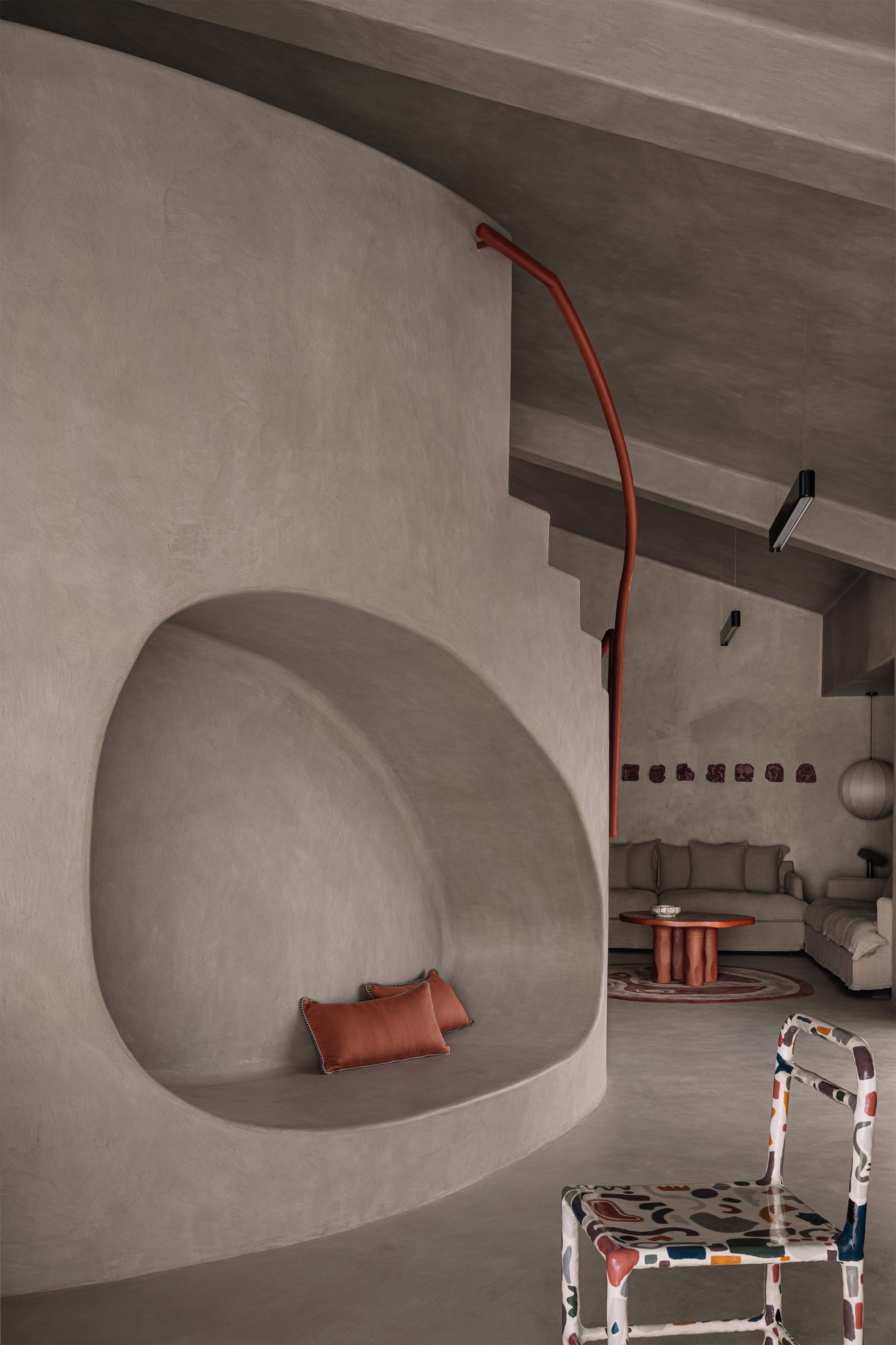 Interiors of Amaltash, a geometric Gujarat residence by Design ni Dukaan