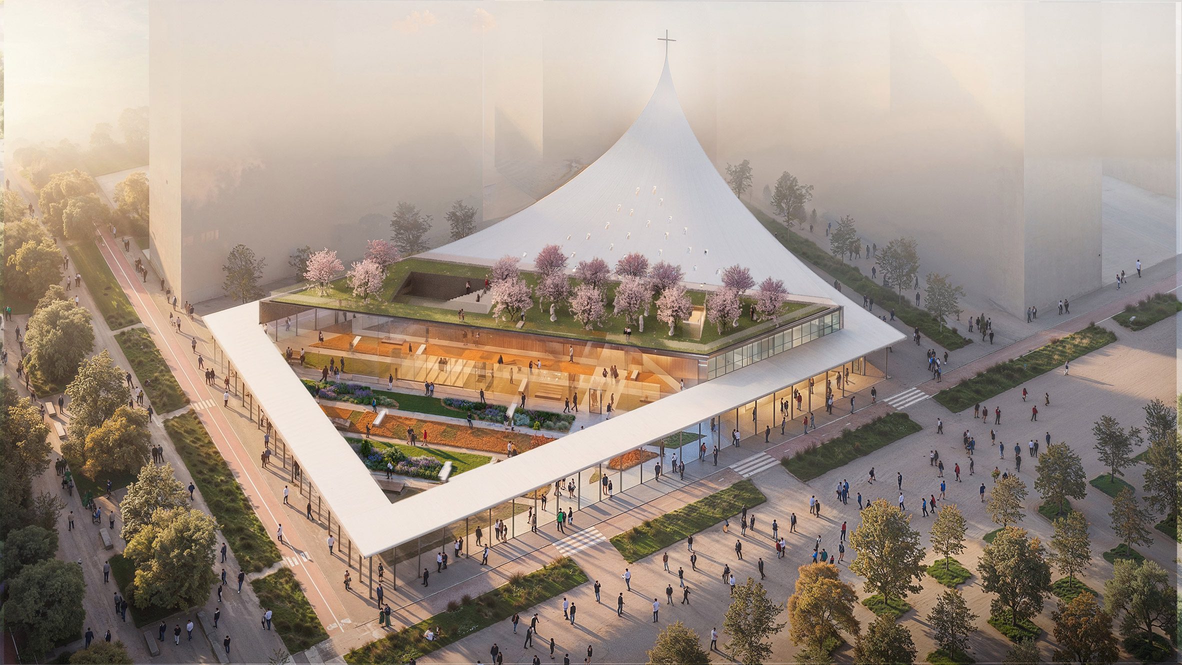 Render of the Ambrosian Monastery in Milan by Stefano Boeri Architetti
