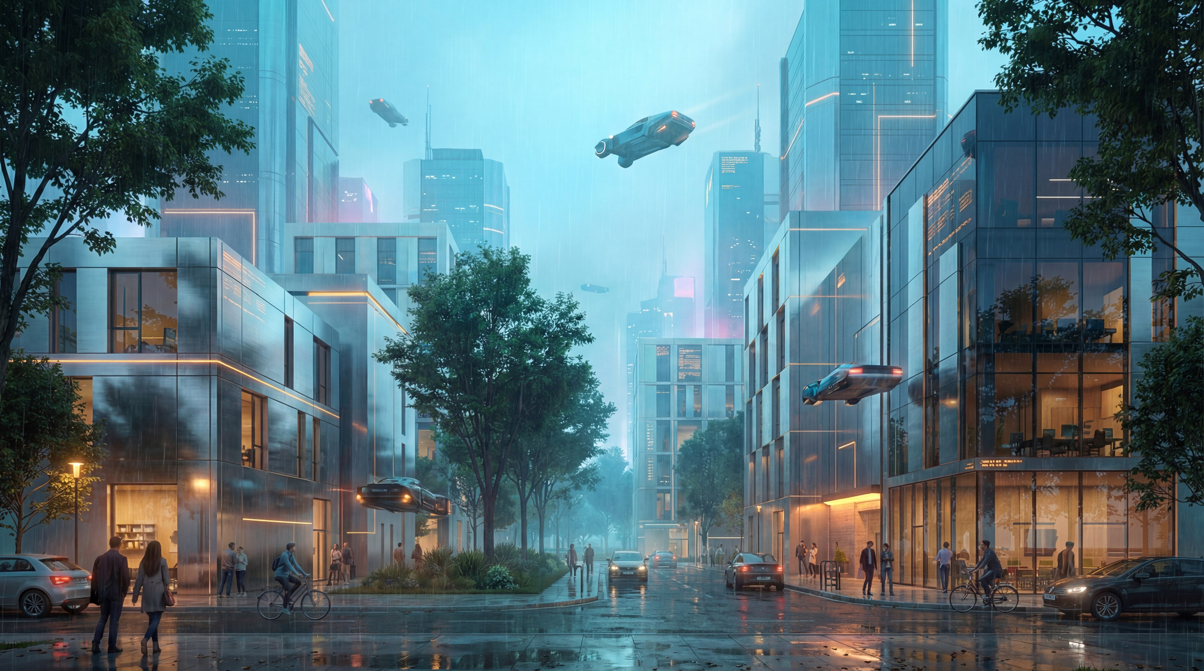 Render of a futuristic city by Chaos