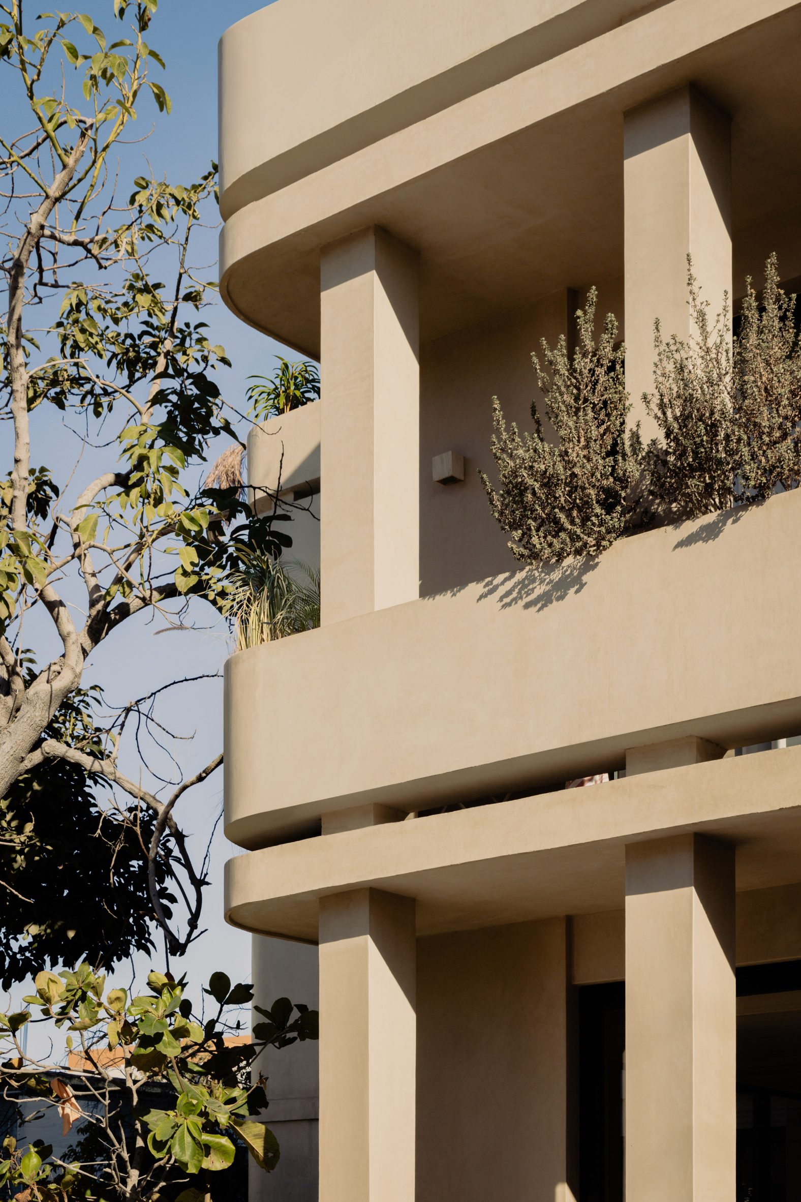 Building with a strict architectural rhythm across its facade