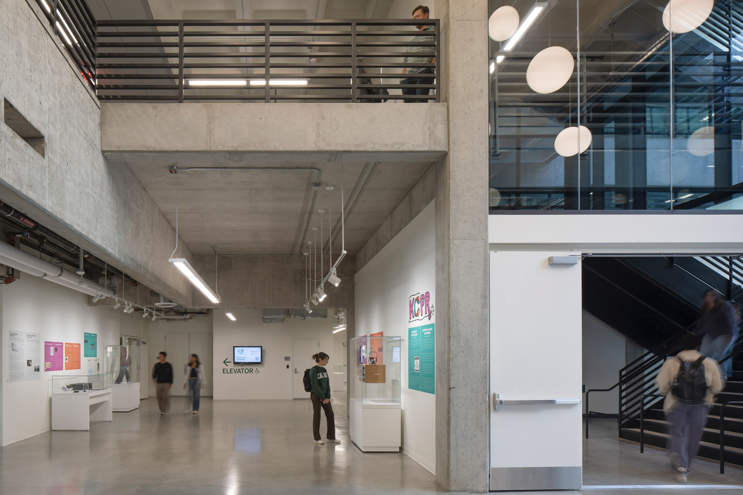 Interior of a brutalist building in California