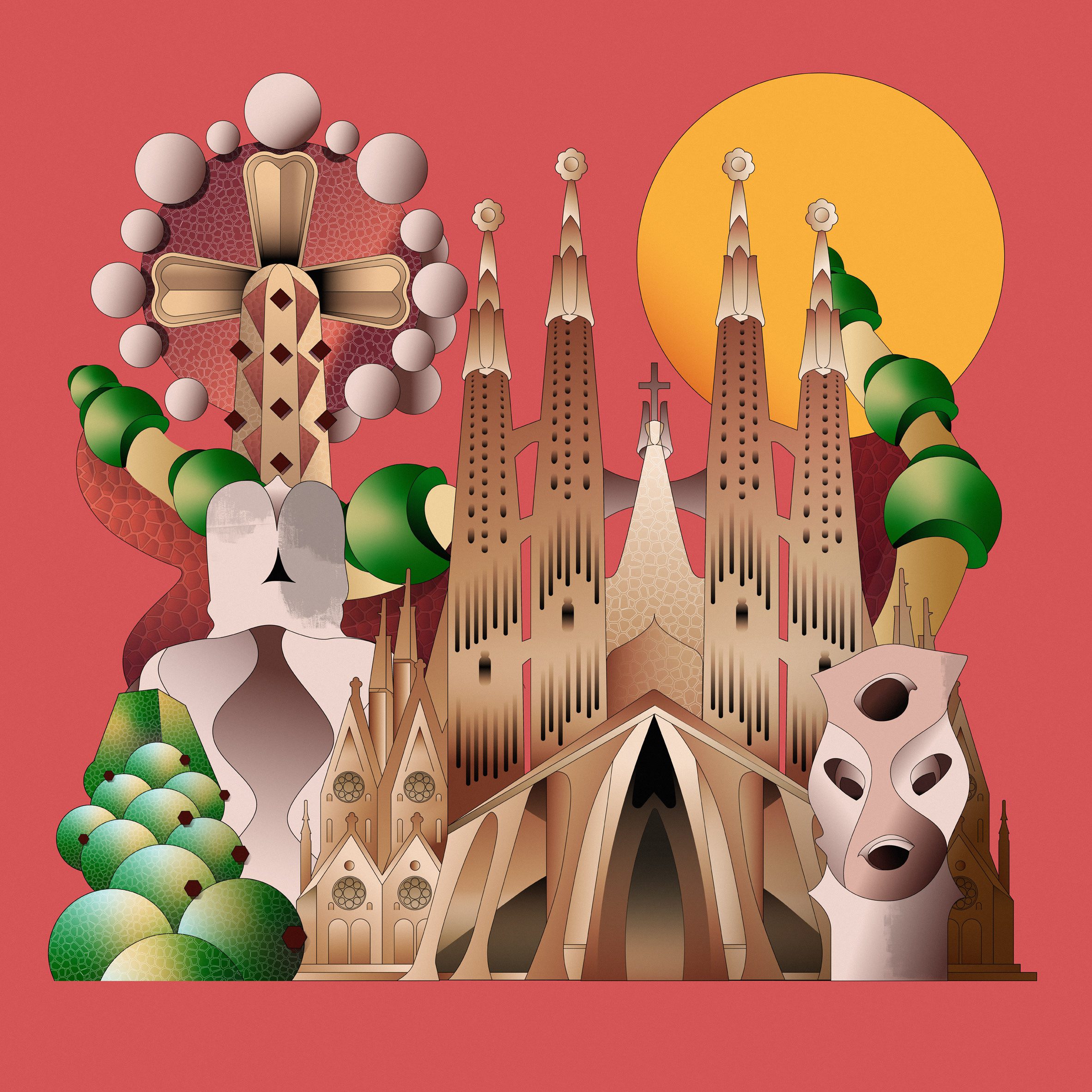 Gaudí Centenary illustration