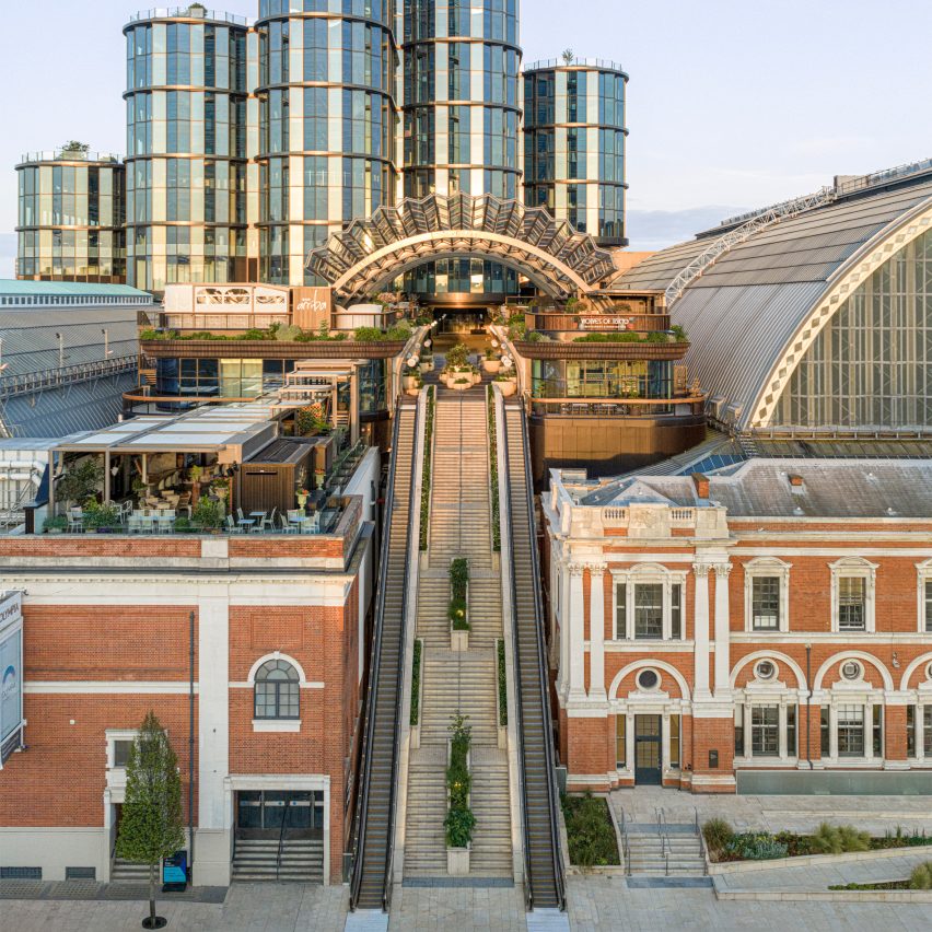 Heatherwick Studio and SPPARC shelter rooftop terrace with pleated canopy at London’s Olympia