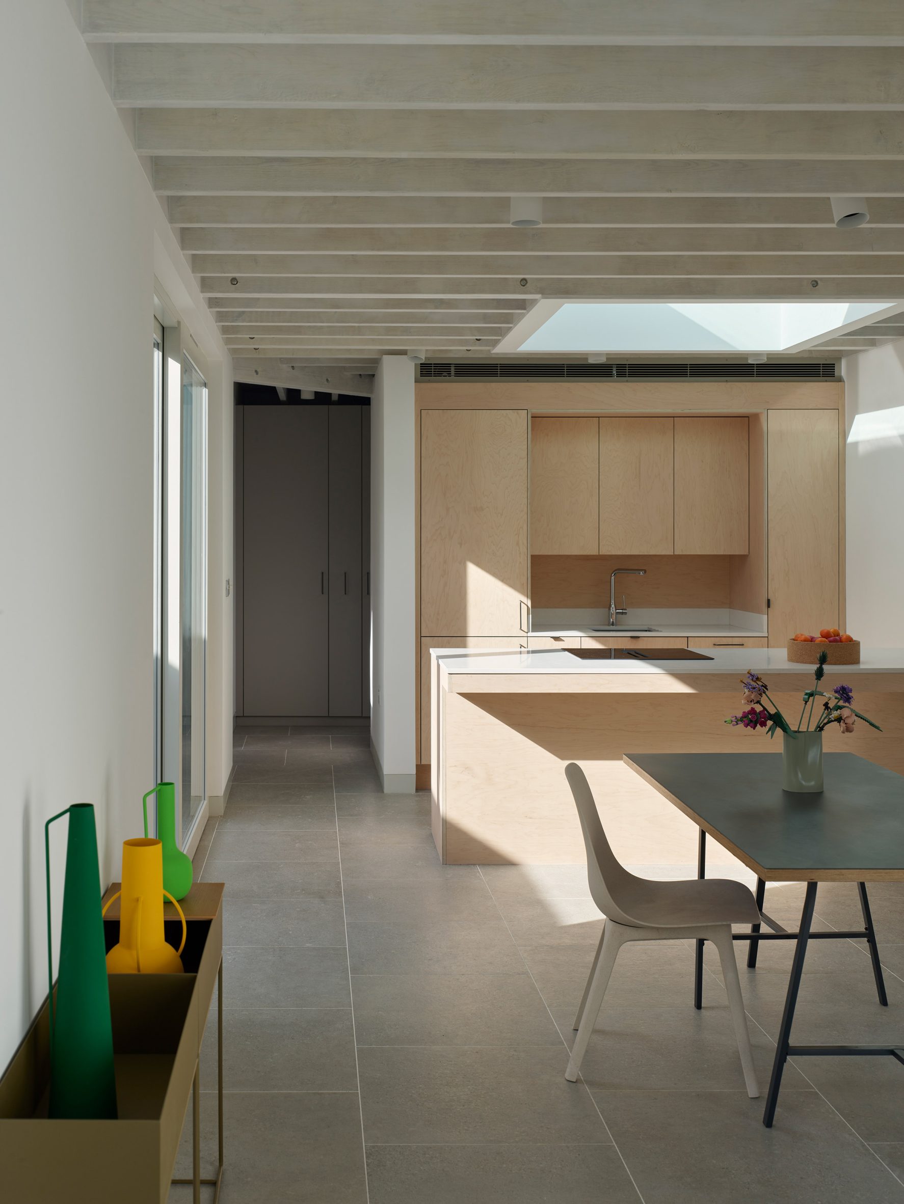IBLA Walled Courtyard house plywood kitchen